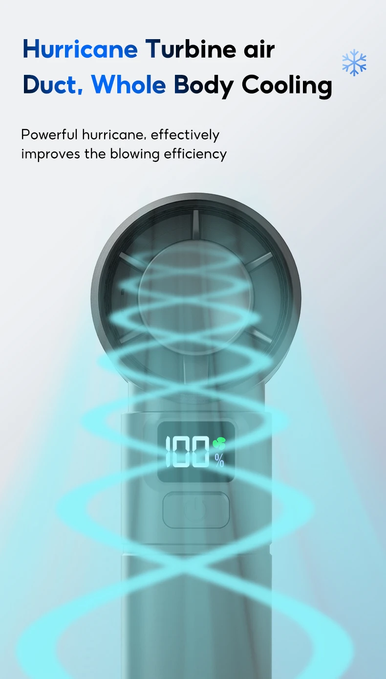 

New Summer Portable Handheld Fan 80000RPM Super Wind Power Temporary Flashlight 6000mAh Ultra Long Battery Life Home Cool Tools