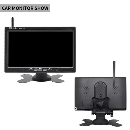 Imagen 2 del producto Monitor de coche HD inalámbrico de 7 pulgadas con cámara de visión trasera de visión nocturna para camión, autobús, RV, remolque, excavadora, sistema de 12V-24V, resistente al agua