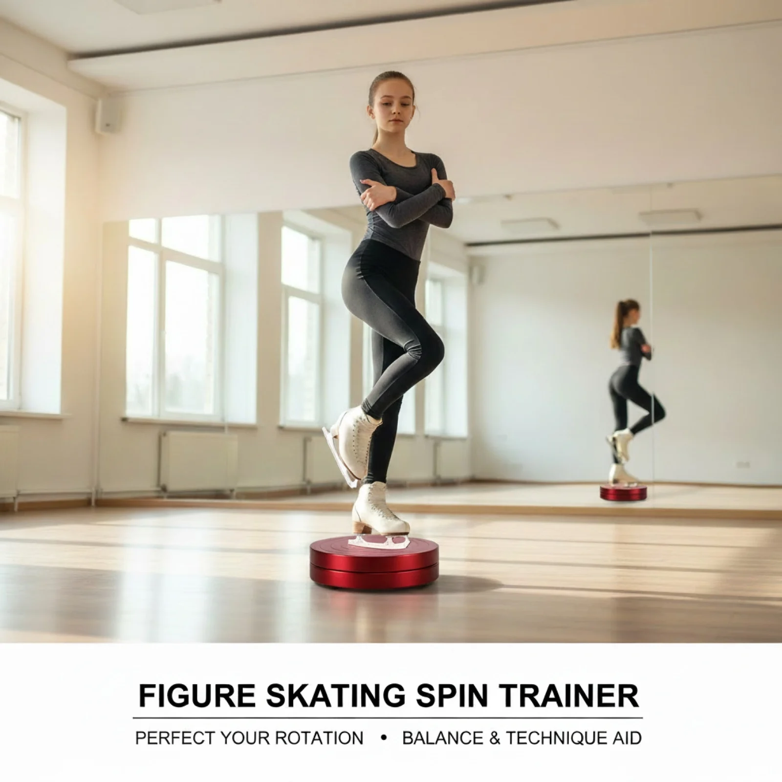 Ballet Rotator Unitary-Piece Metal Figure Skating Rotator Ballet Rotate Board Grooved Surface Sports Training Equipment Round image 3