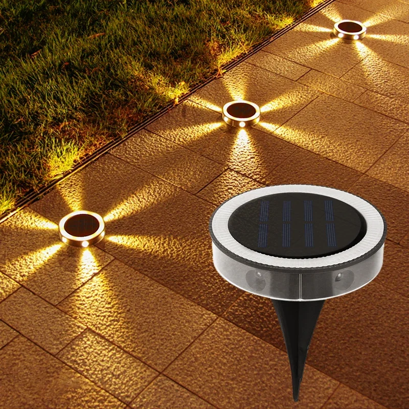 4Pack Solar Night Light, Waterproof Outdoors Underground Lamp,360° LED Floor Lights for Garden,Yard,Lawn,Balcony Decor