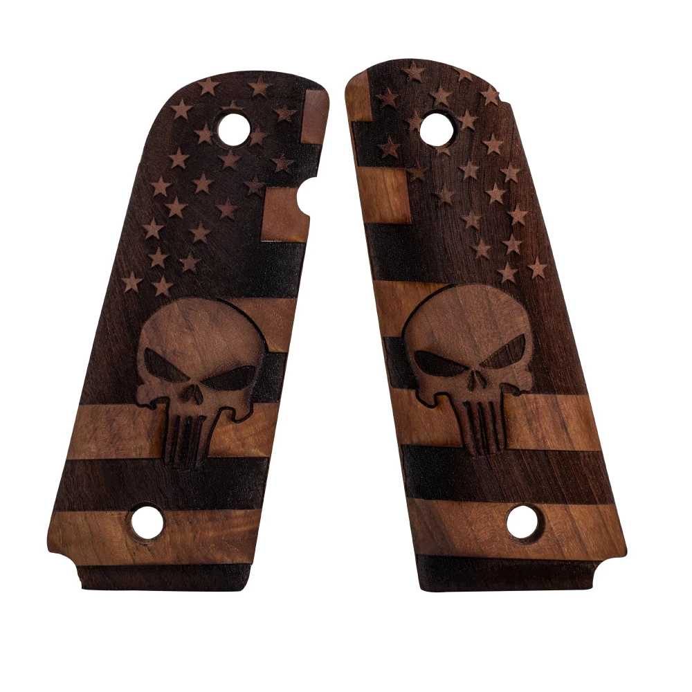 

Salvatore Professional Walnut Handle Grips for Colt 1911 Full Size - Laser Engraved, Thin Design