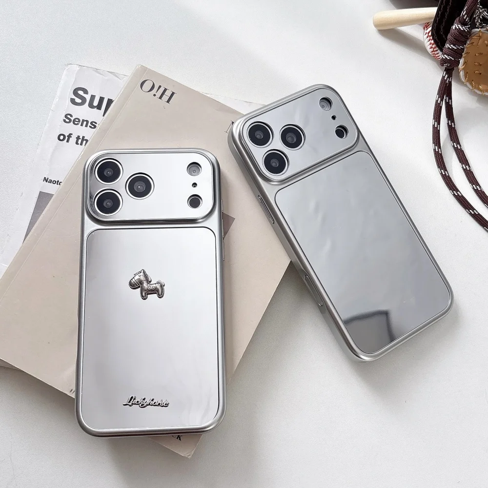 

Creative mirror pony phone case for iPhone 17 16ProMax14 15Pro fundas fashion shockproof cover protective case for 14 phone case