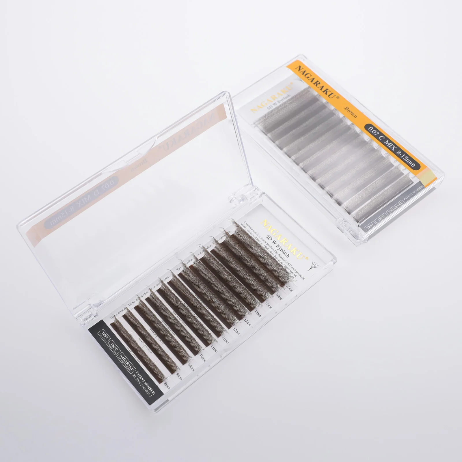 NAGARAKU Braun Dunkelbraun 3D/4D/5D W-Form Handgewebte Vorgefertigte Fächer-Wimpernverlängerungen Volle Wimpern Natürlich Weich Leicht Matt Dicht – Detail 19