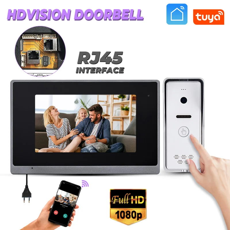 

Hot Sale IP Digital 1080P HD 7 Inch Smart Doorbell Indoor Monitor Night Vision Door Phone Video Intercom