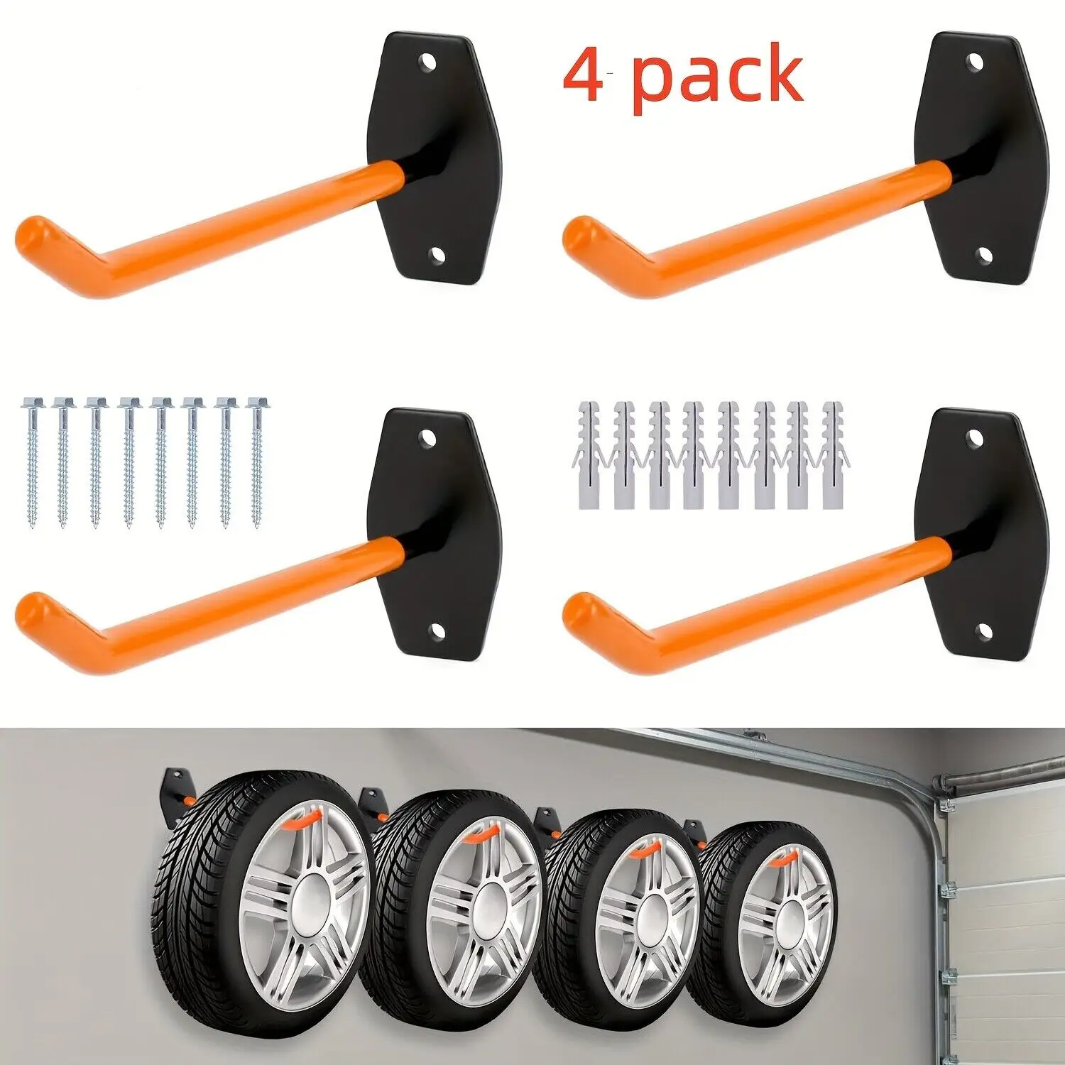 4x Support mural pour pneus de voiture, crochets pour jantes, support de rangement pour arbre