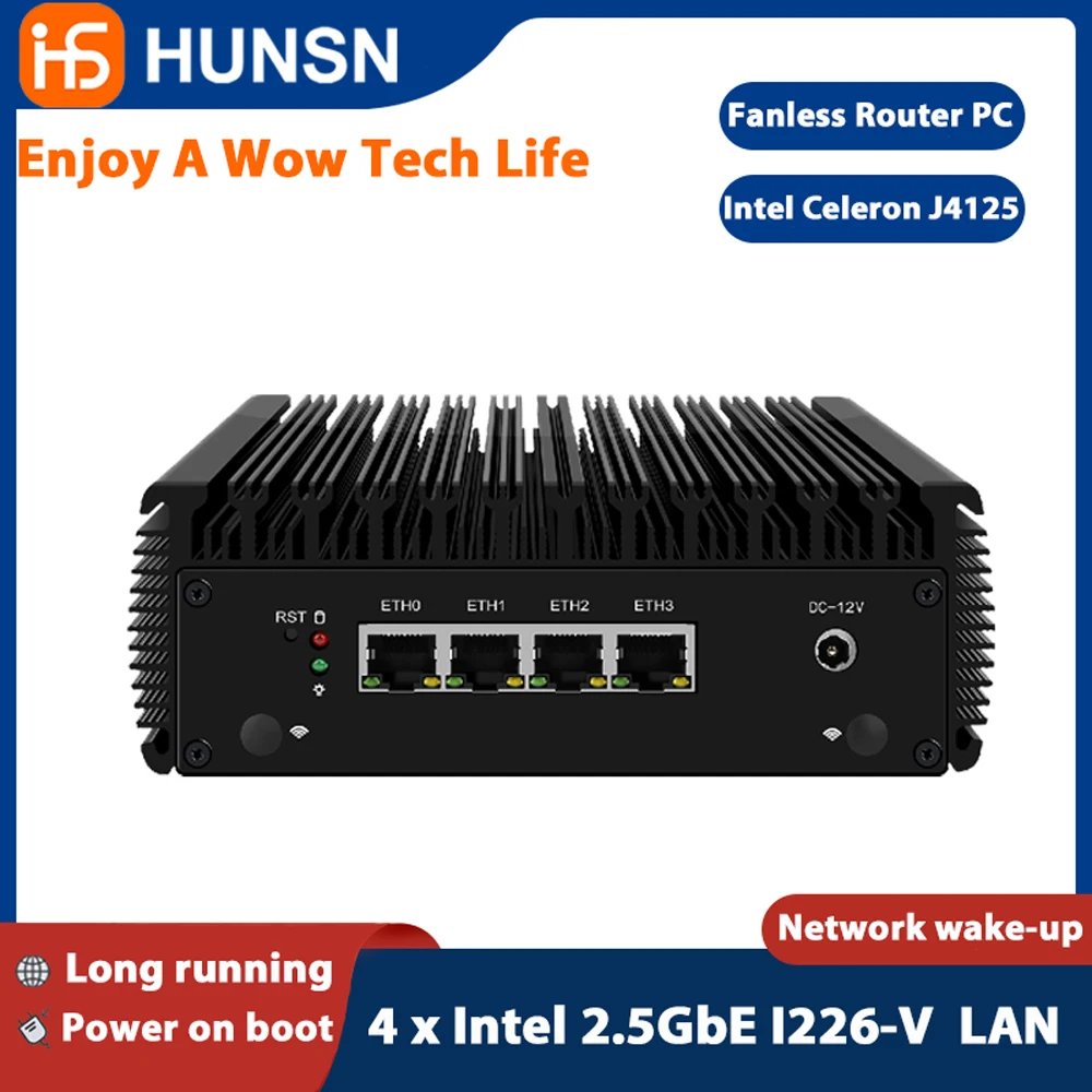 HUNmersible RJ15,Celeron J4125,Micro pare-feu, Routeur PC,4x Intel 2.5GbE I226-V LAN,OPNsense, P95.ense, epslot, Explo, HDMI,DP