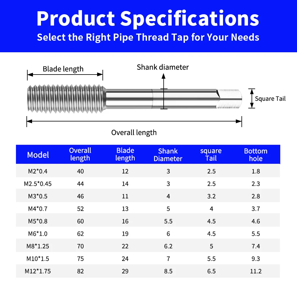 HSS-E Extrusion Taps Blind Hole Forming Tap HSSE Threading Tapping Machine Tool M3-M12 Fluteless No Chip Screw Tap for Steel Met view 6