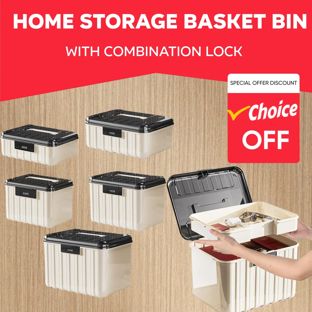 Lockable Storage Bin Password Lock Storage Box Portable Private Document Important Items Compartment Kids Toy Storage Case