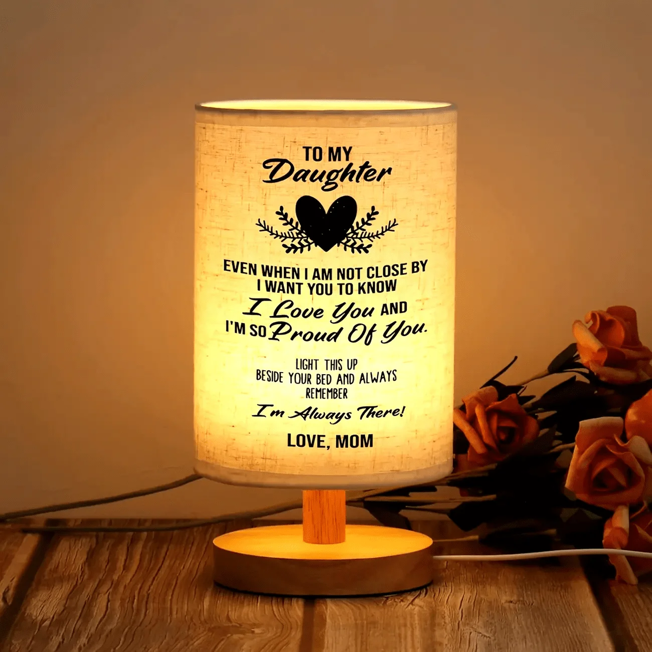 Inspirational Message Table Lamp Special Gift for Daughter from Mom Warm Bedside Night Light for Meaningful Birthdays And Gradua