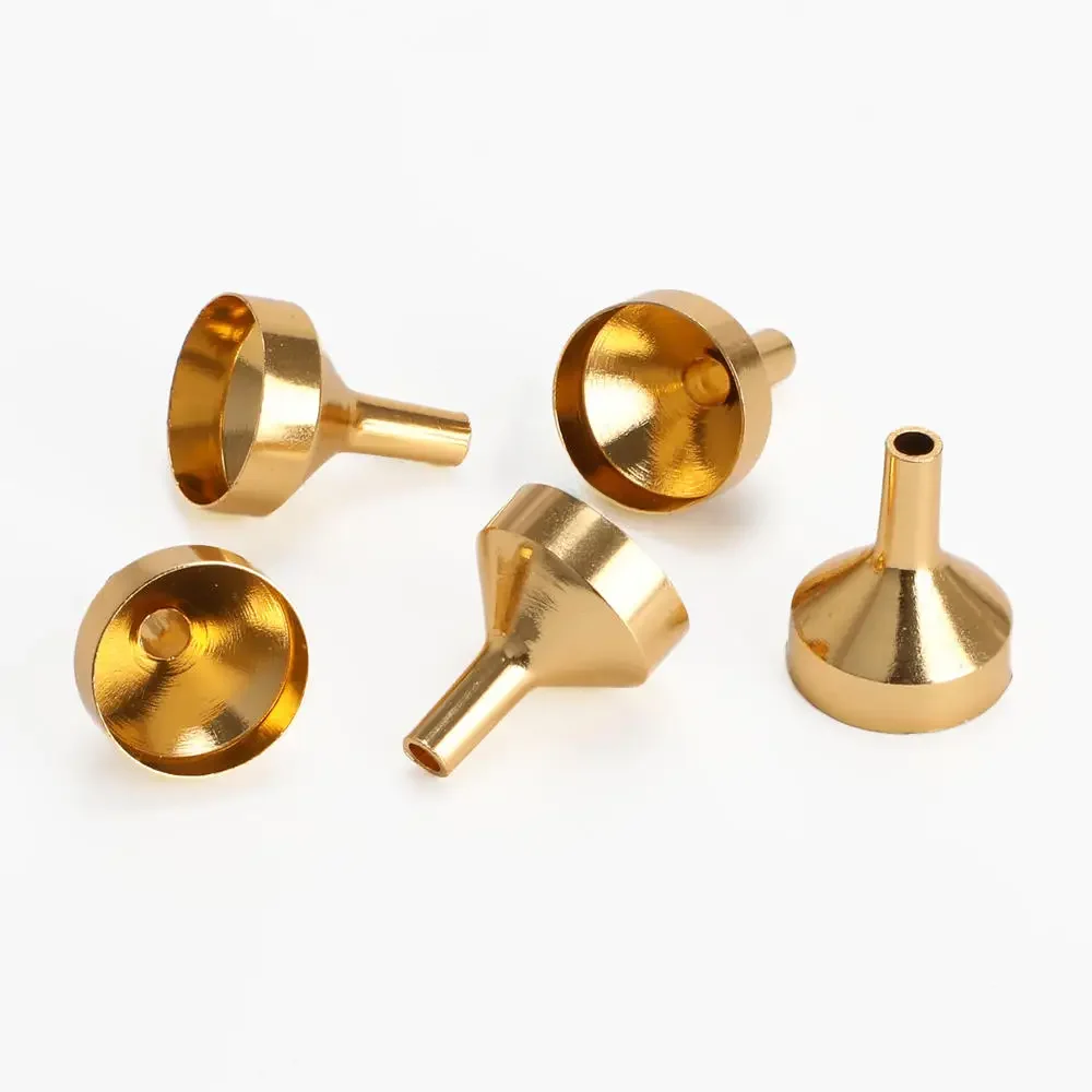 Mini entonnoirs de remplissage en métal, petit transfert HI, recharge de liquide, parfum, huile essentielle, outil de synchronisation, fournitures de laboratoire, 5 pièces par paquet