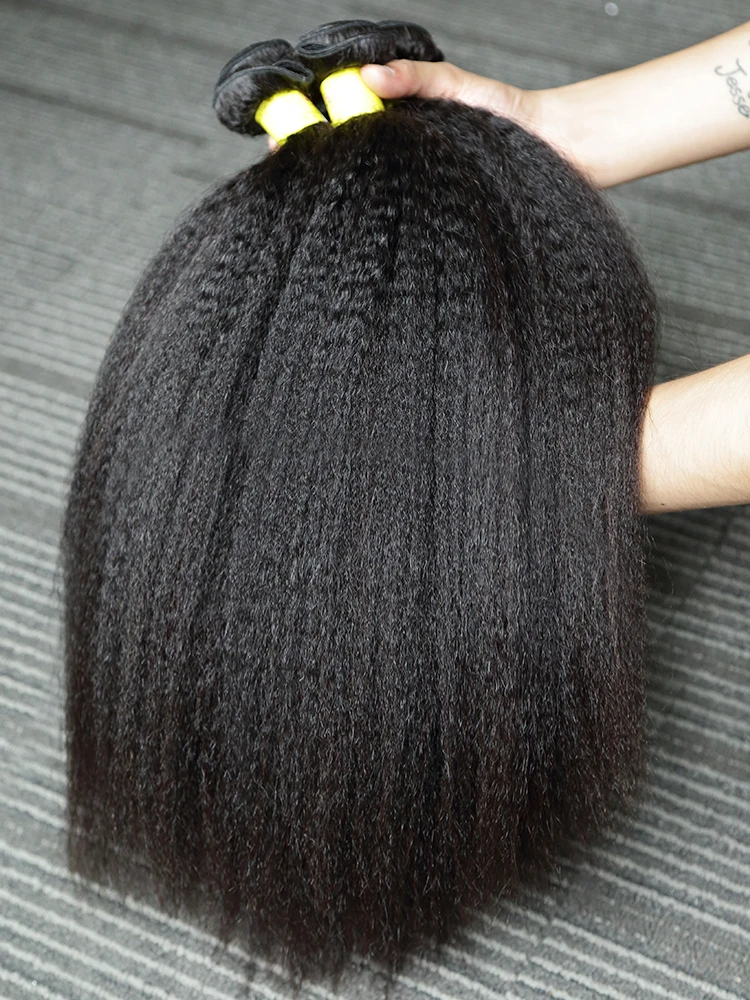 

30-дюймовые 100% натуральные индийские волосы 12A, прямые, с эффектом кинки, 3 пучка, необработанные, вьющиеся, с двойной прокладкой, для плетения косичек