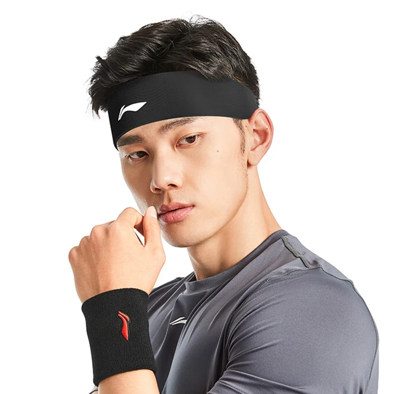 Li-Ning Sports Headband para homens e mulheres, treinamento de basquete, absorção de umidade, suéter reflexivo, AXWU059, 2 peças