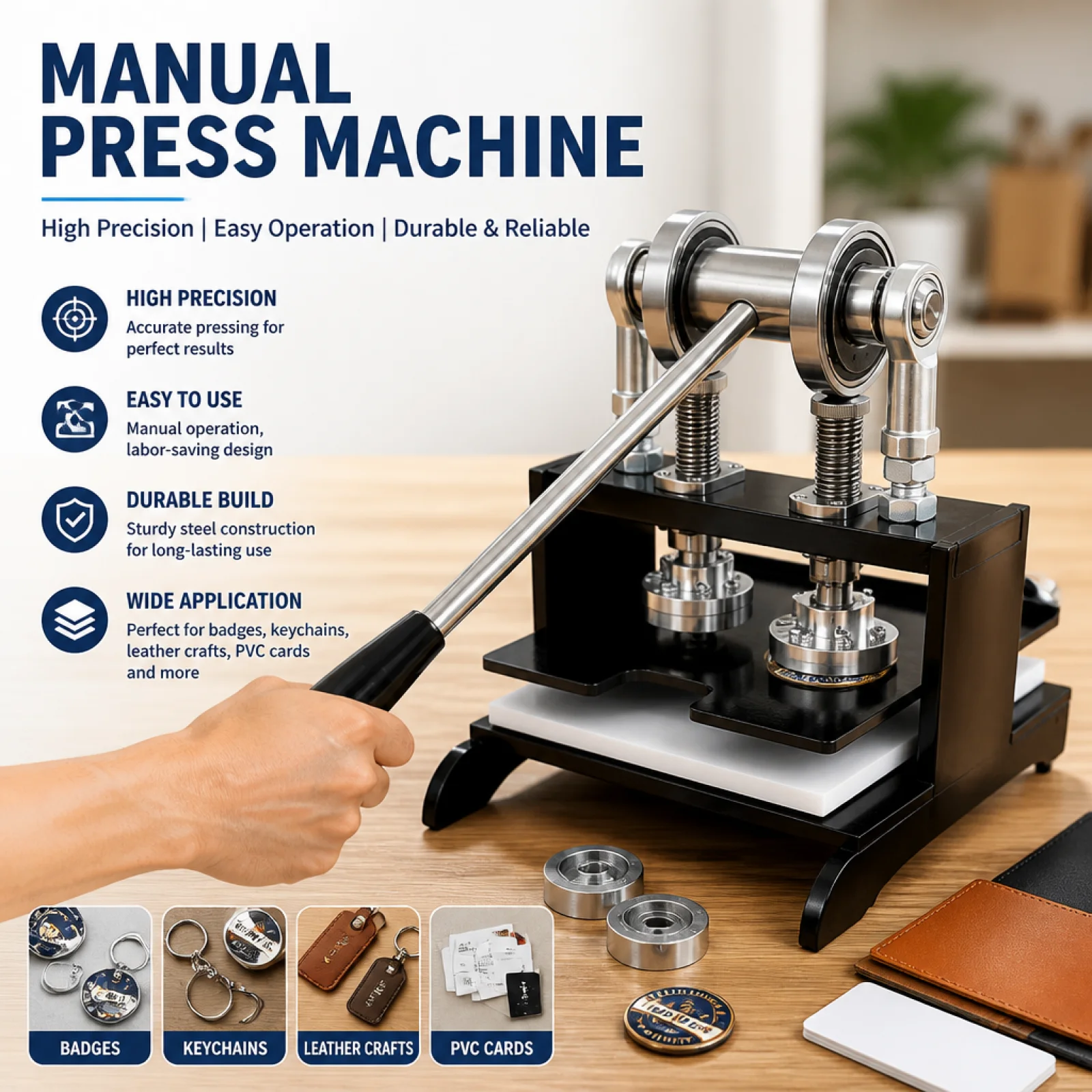 Extended-Control Manual Die-Cut Press Machine Adjustable Pressure Paper Craft Die Cutting Tool for Creative Projects