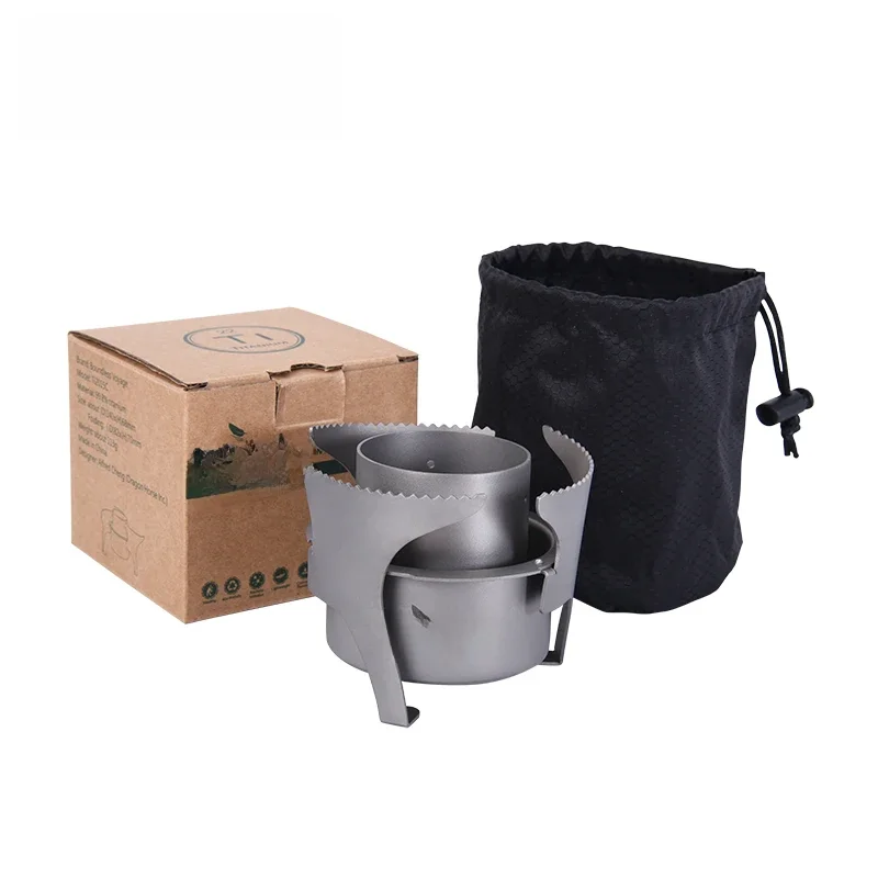 Boundless Voyage Titanium Alcohol Stove Spirit Burner Outdoor Camping Stove ze składanymi stojakami Wsporniki Kuchenka turystyczna z plecakiem — zdjęcie 2