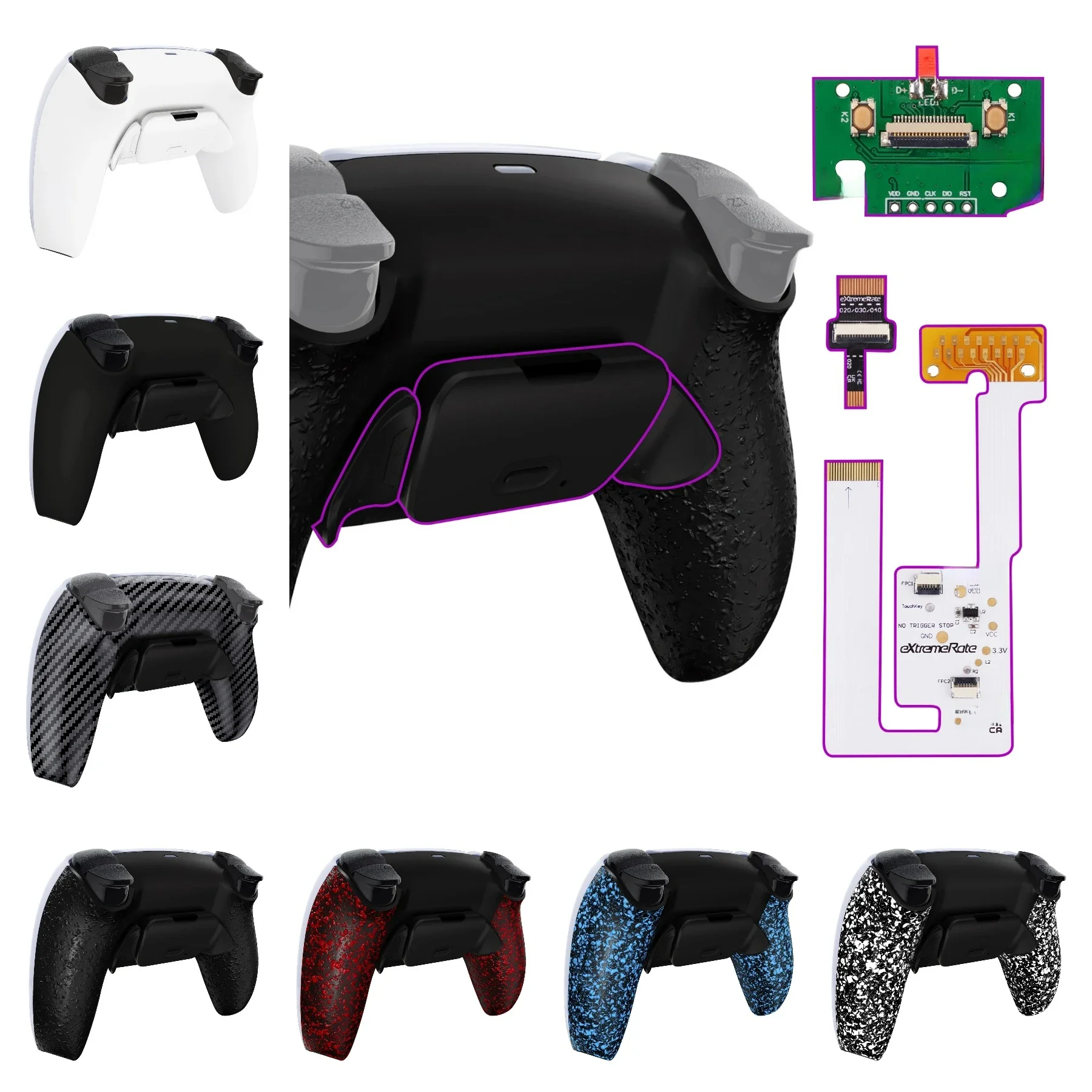 eXtremeRate Back Paddles Programowalny zestaw do ponownego uruchamiania RISE V3 do kontrolera ps5 BDM-030/040/050, płyta aktualizacyjna Tylna obudowa Przycisk z tyłu — zdjęcie produktu 7