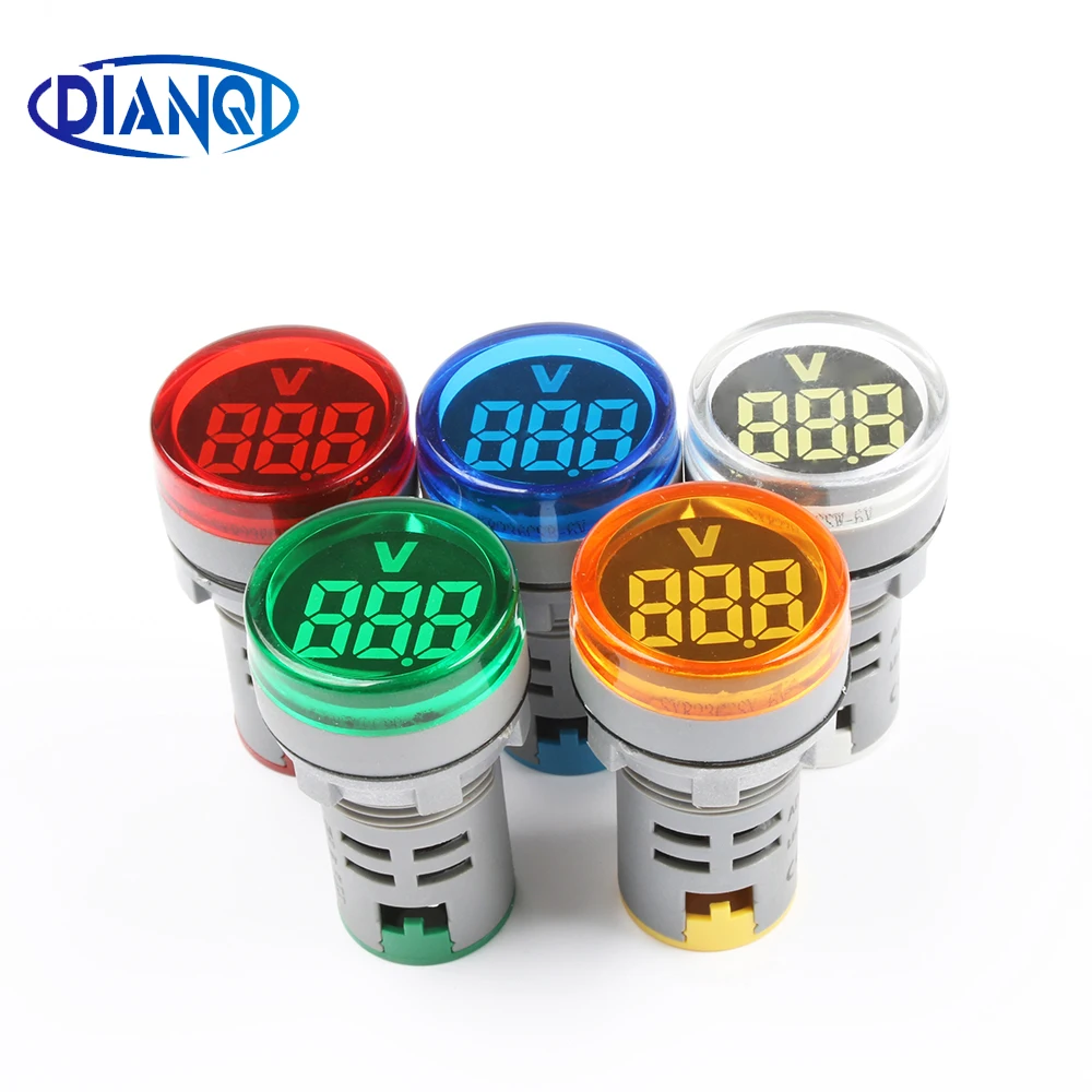 New 220V AC 22mm Round LED Mini Digital Display Voltmeter Voltage Monitor Indicator Signal Light Tester Measuring Tool Min
