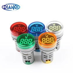 Nuevo 220V AC 22mm LED redondo Mini pantalla Digital voltímetro Monitor de voltaje indicador luz de señal probador herramienta de medición mínima