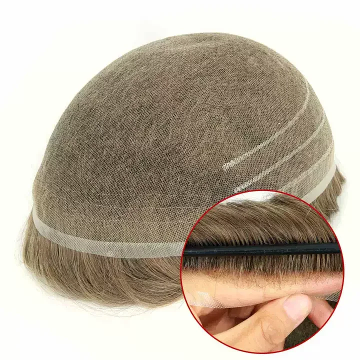 

TUL03PU Swiss Lace Toupee for Men Non Surgical Hair Replacement Systems Swiss Lace with PU Strips Indian Remy Human Hair