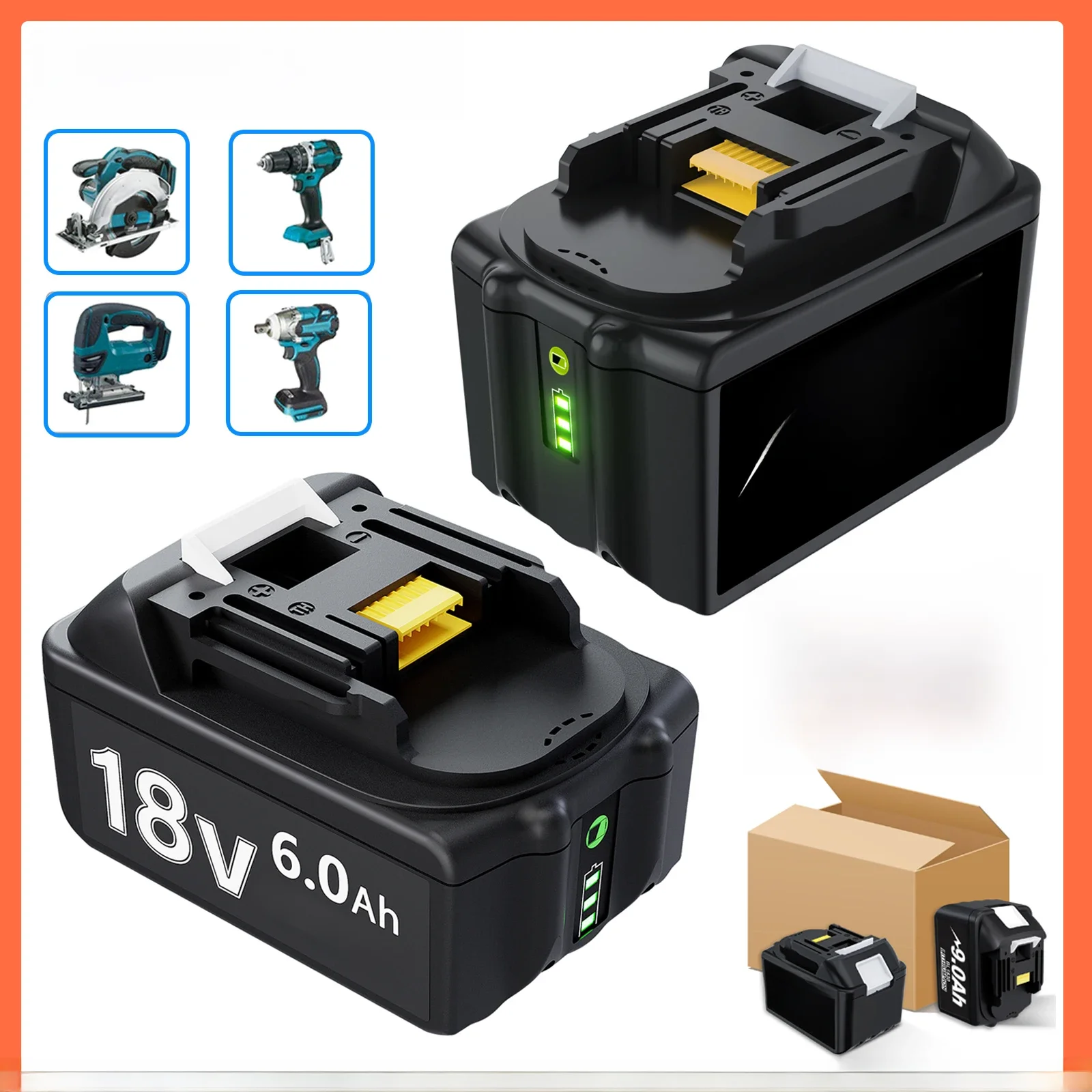 Battool Oplaadbare 18V 3.0/4.0/6.0/9.0Ah Li-Ion Batterij Voor Makita BL1830 BL1815 BL1860 BL1840 Vervanging power Tool Batterij - afbeelding 2