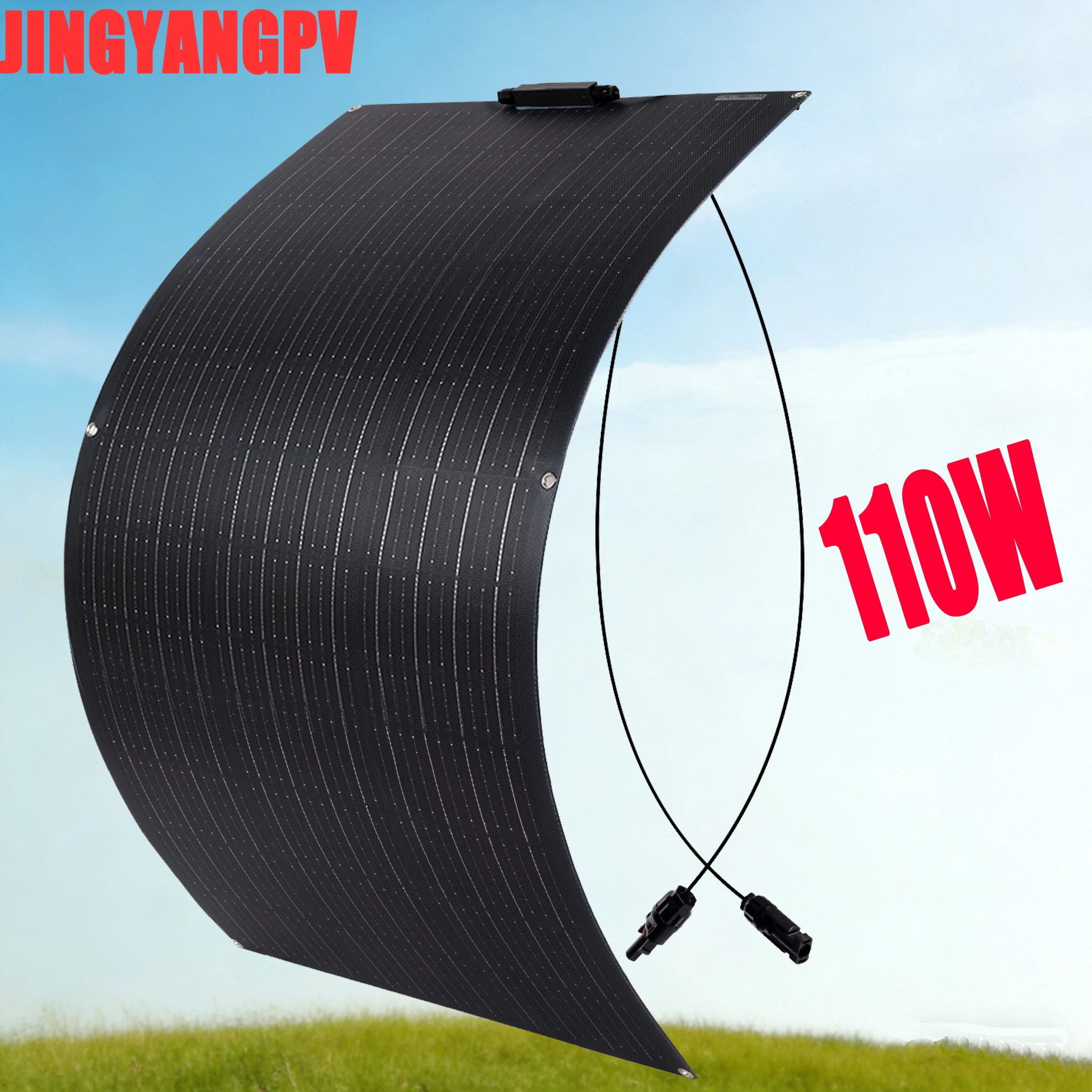 110W 18V Flexibel Monokristallijn Zonnepaneel 24% Hoge Conversie ETFE Oppervlakte Weerbestendig Buigbaar PV Paneel voor Camper Camping