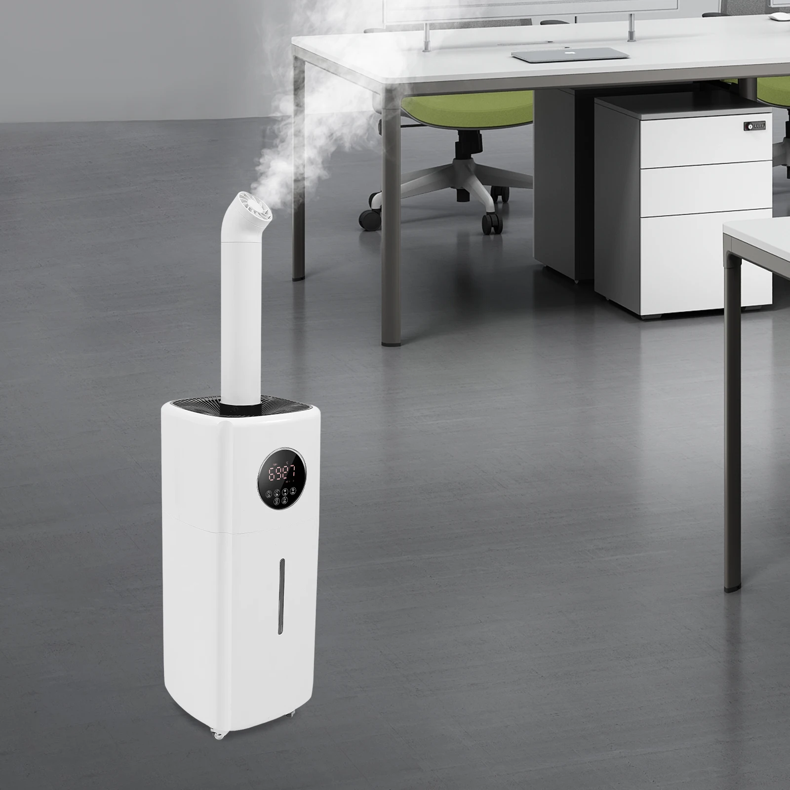 21L Large Humidifier, Commercial Humidifier, Humidifiers for Large Room, Cool Mist Top Fill Humidifier with 3 Mist Levels, Dual 360° Nozzles, Wheels & Remote Control