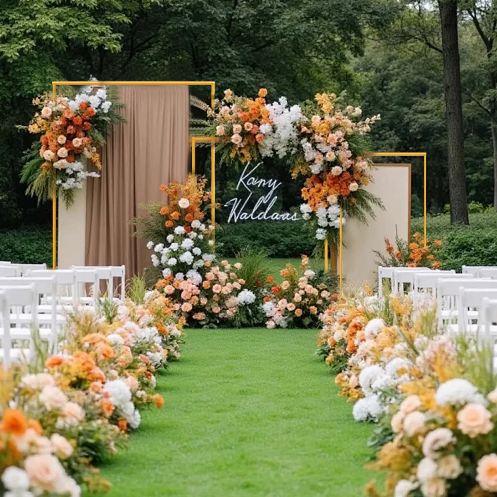 Support de fond rectangulaire en métal doré, support d'arche de fond de mariage détachable et réutilisable, cadre de présentation de ballons et de fleurs pour anniversaire, baby shower, bridal shower, décoration intérieure et extérieure pour les fêtes.