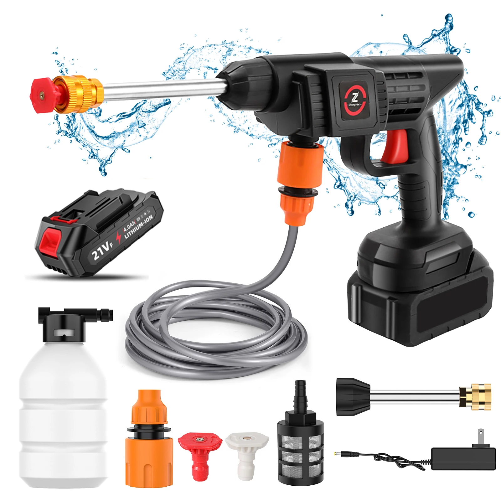 21V Draadloos Hogedruk Waterpistool 50bar Draadloos Schuim Produceren 50bar Auto Wash Pistool Voor Auto Huis Tuin Machine Tool