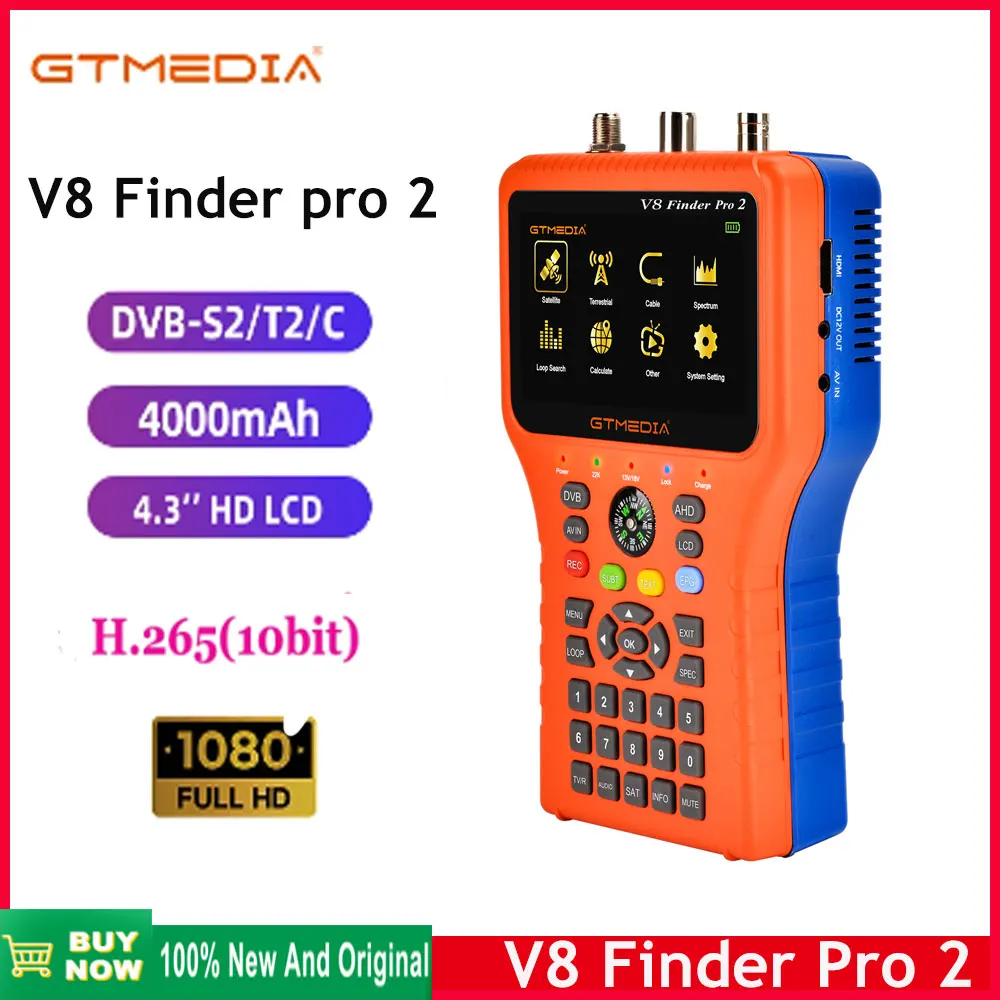 

GTmedia V8 Finder Pro2 DVB-S2 DVB-T2 DVB-C Satellite Meter Satellite Finder HD Digital Satfinder H.265 HEVC MPEG-4 Terrestrial