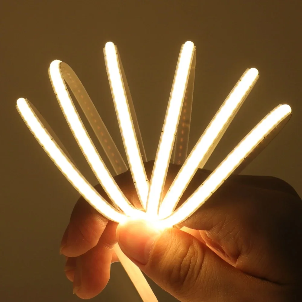 Bande lumineuse LED COB 12V 5V 5mm, ruban d'éclairage linéaire haute densité, 320LED/m, Flexible, décoration nocturne de la maison, 9 couleurs