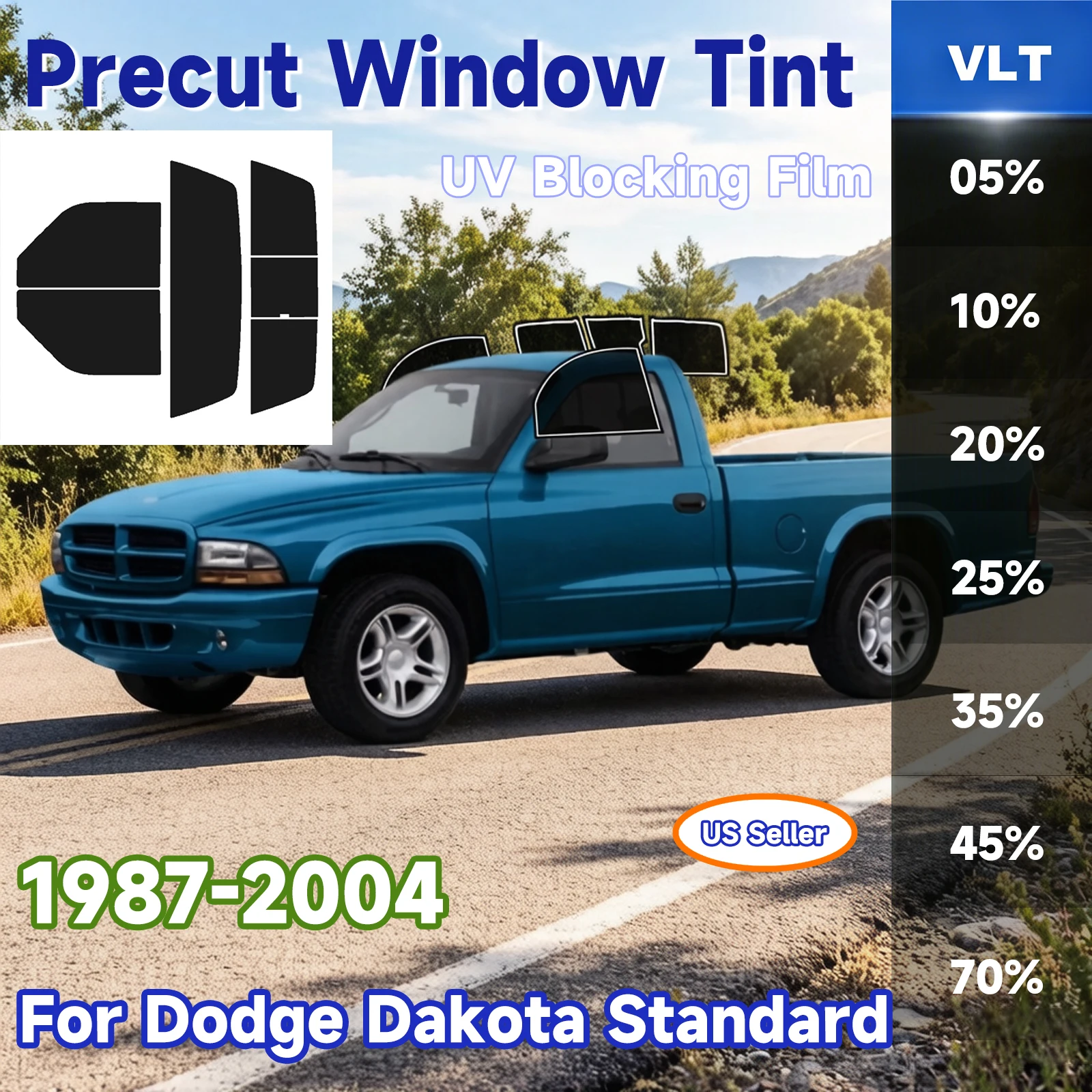 

Предварительно нарезанная тонировочная пленка для окон автомобиля Dodge Dakota Standard 1987-2004, 2-слойная, блокирующая УФ-излучение и тепло, защитная пленка для окон, пленка для конфиденциальности, солнцезащитная пленка