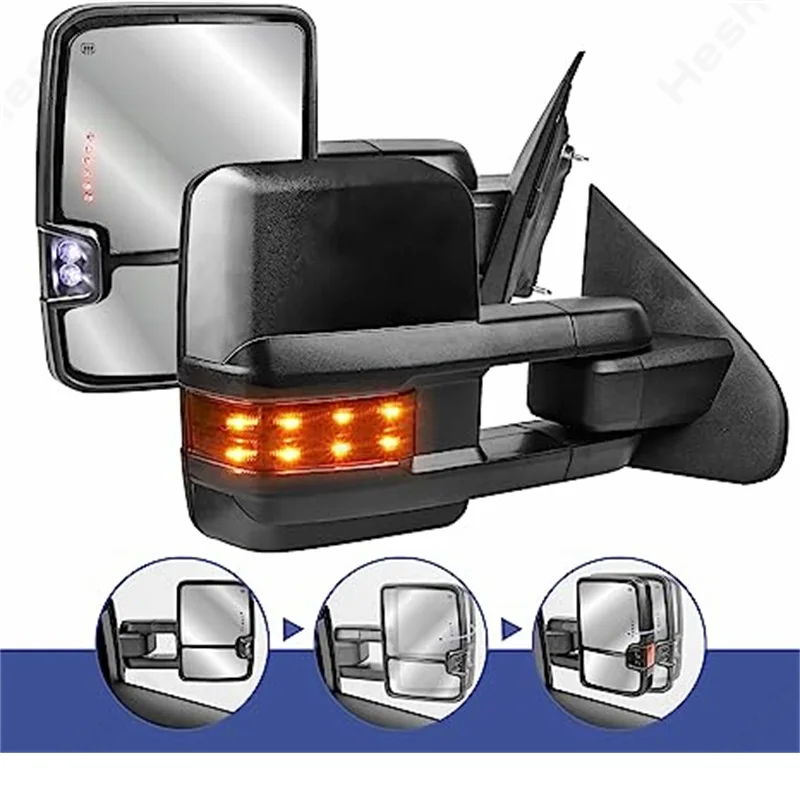 2 Pieces Towing Mirrors For Chevy Silverado GMC Sierra 1500 2500HD 3500HD 2014 2015- 2018 Power Heated Signal Light Side Mirror