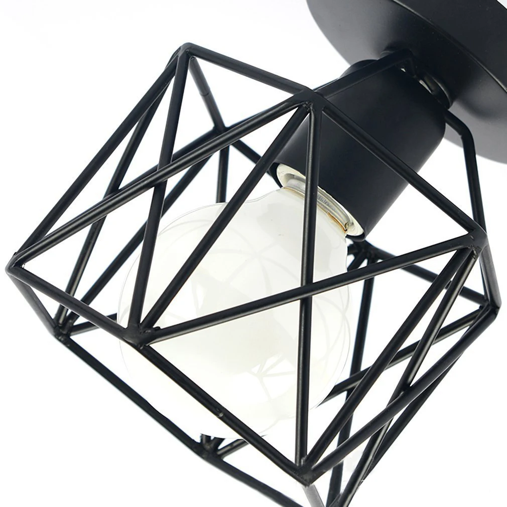 Led Spaarlampen Retro Industriële Stijl Plafondlamp Creatief Modern Zwart Ijzer Ambachtelijk Licht Slaapkamer Balkon Led Lamp