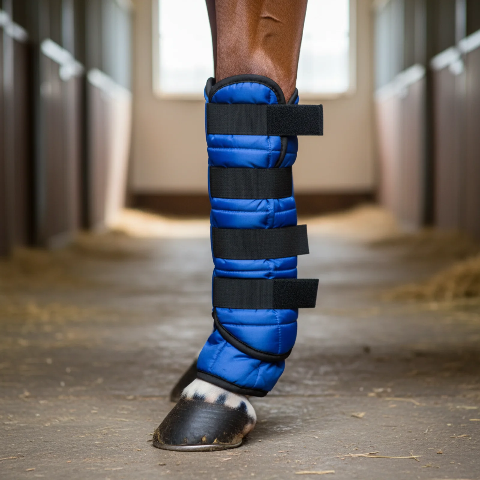Reusable Horse Ice Leg Wrap 24 Grid Cooling Boot Oxford Cloth Leg Protector with Adjustable Straps for Equestrian Training