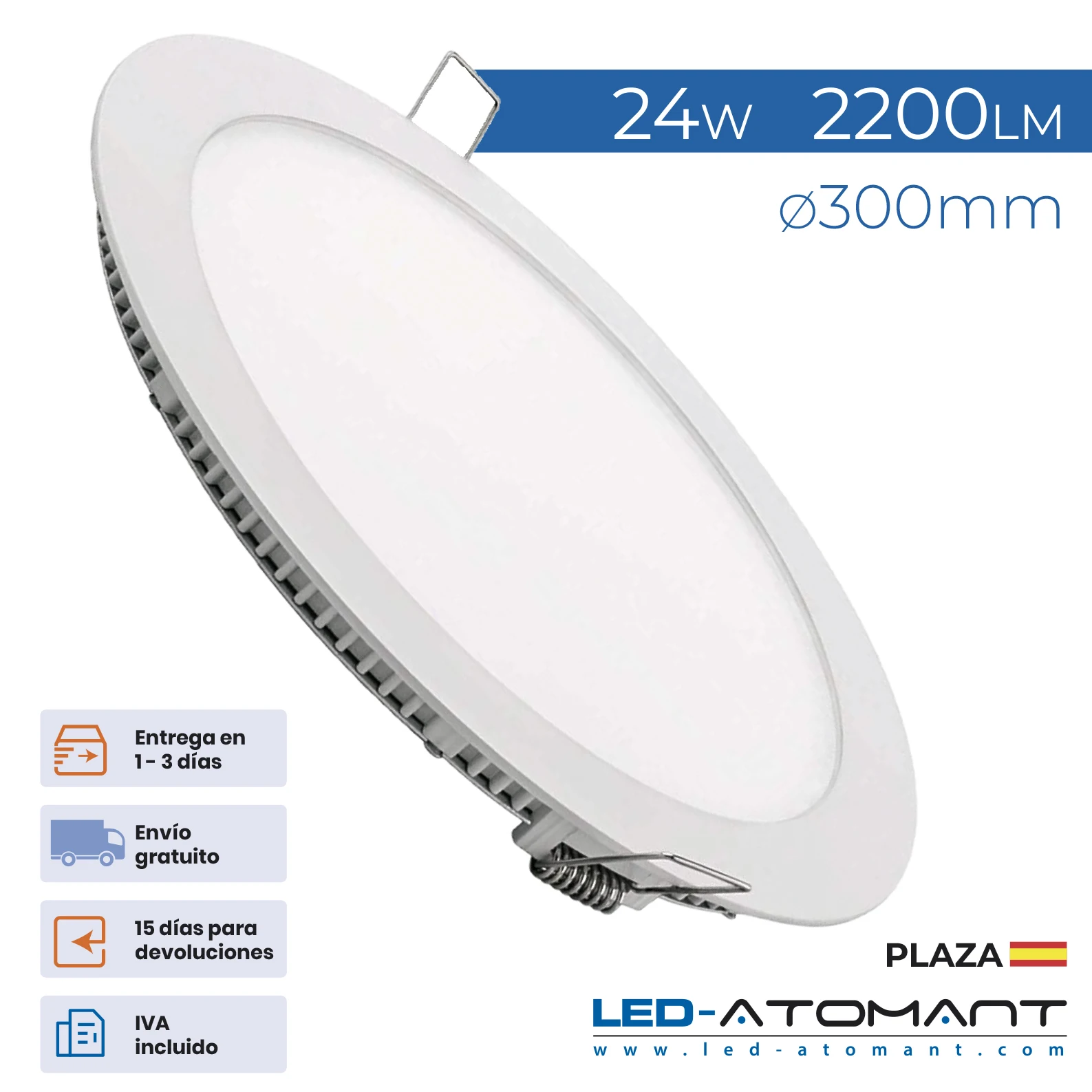 ATOMANT LED®24w 2200lm 280mm led downlight round flat plate lights recessed ceiling light lamp LED downlights panel