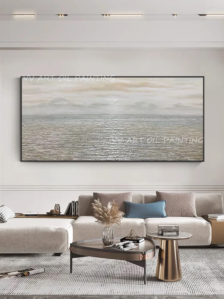 

Grey ocean sinerey fashon large size 100% Handmade Picture Wall Art Home Decor Canvas Room Paintings Decorative Wall Paintings