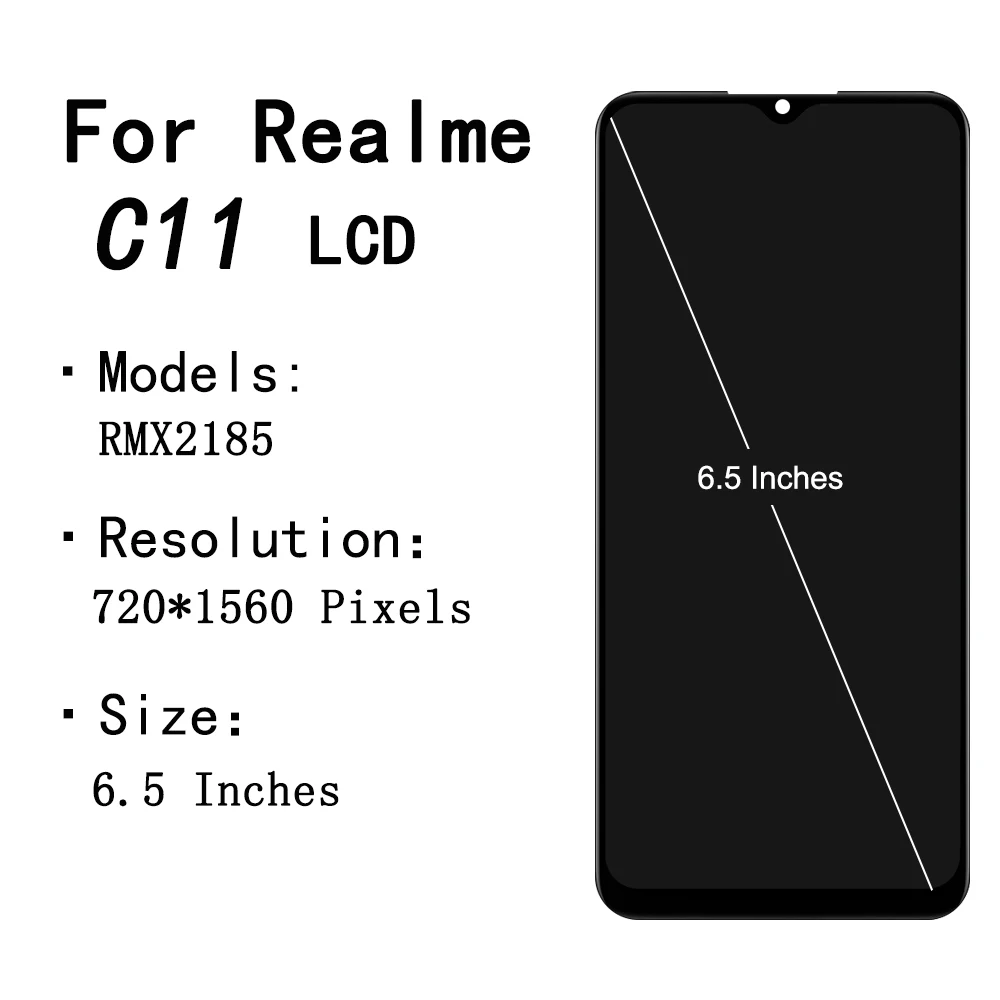 6.5inch LCD Display For Oppo Realme C11 2020 C12 C15 LCD Display With Frame Digitizer Touch Screen Assembly Replacement