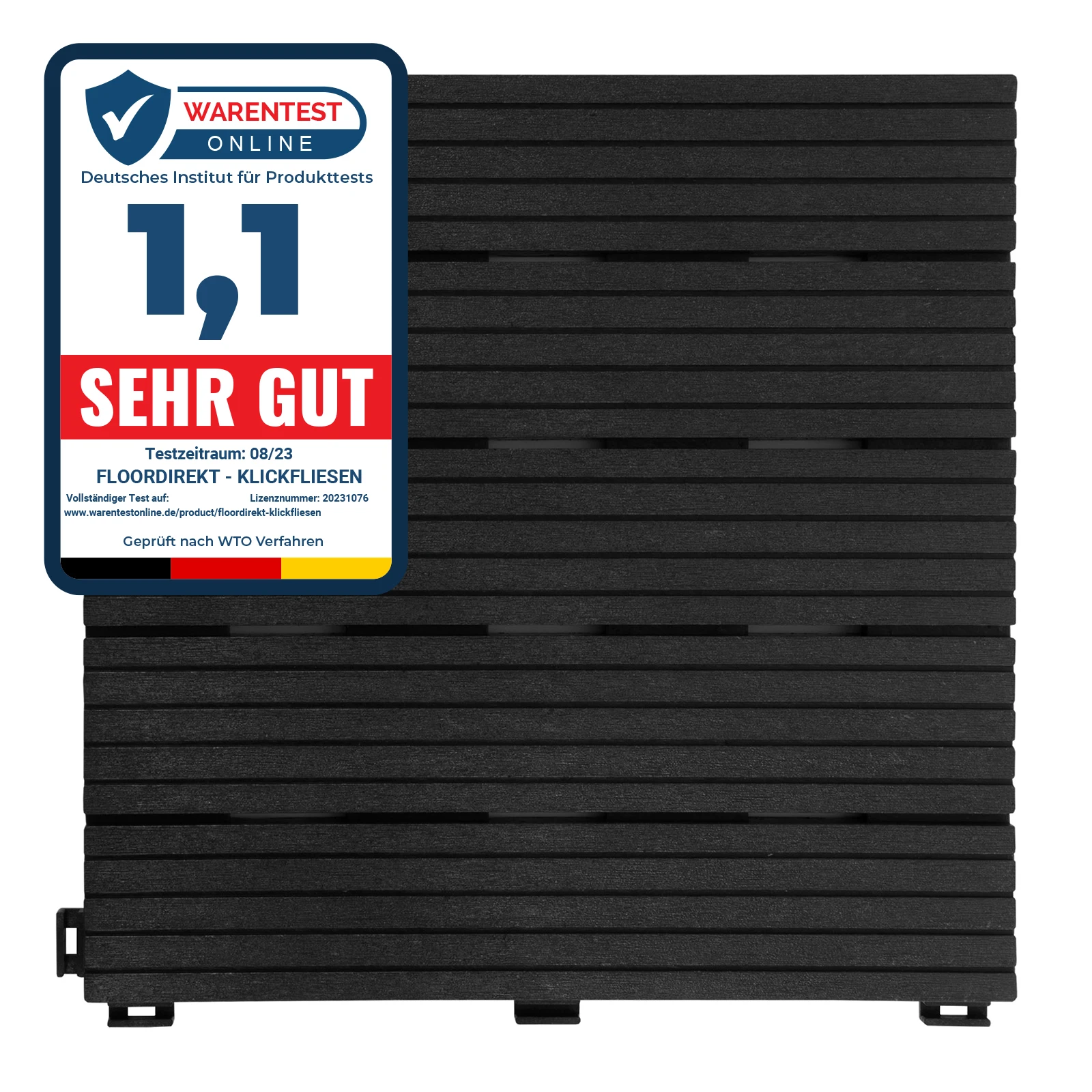 Terrassenfliesen Klicksystem 30x30 cm 11er Set 1m² Balkon Terrasse Bodenplatten Innen Außen wetterfest rutschfest WPC Optik