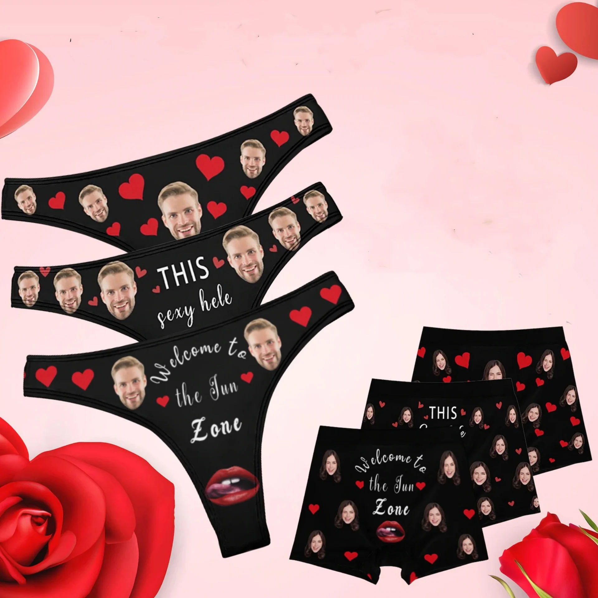Custom Valentines Face Thong, Man Woman Face On Underwear, Custom Thongs For Couple, Custom Underwear for Wife, Valentines Day G