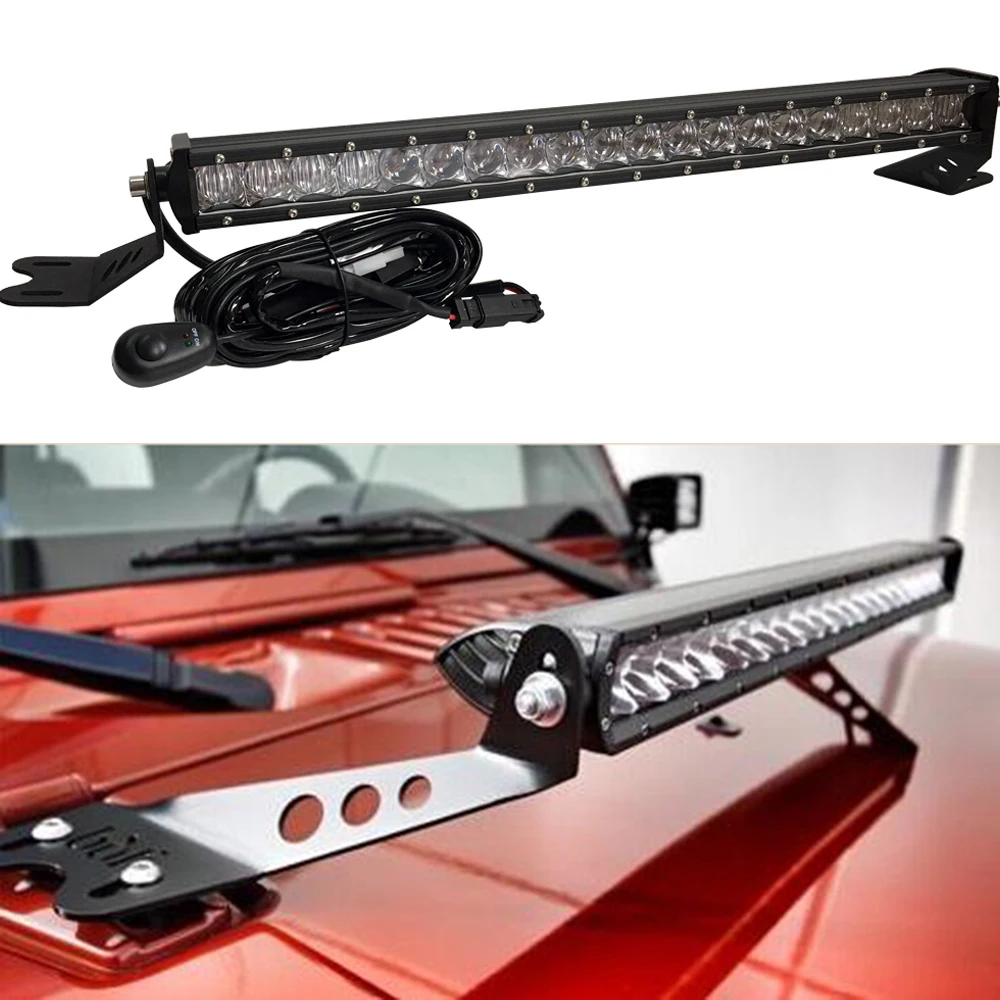 

SXMA J328 LED Spotlight Bar 100W 20-Inch LED Light Bar with Wiring Harness and Mounting Bracket for Jeep for Wrangler JK07-17