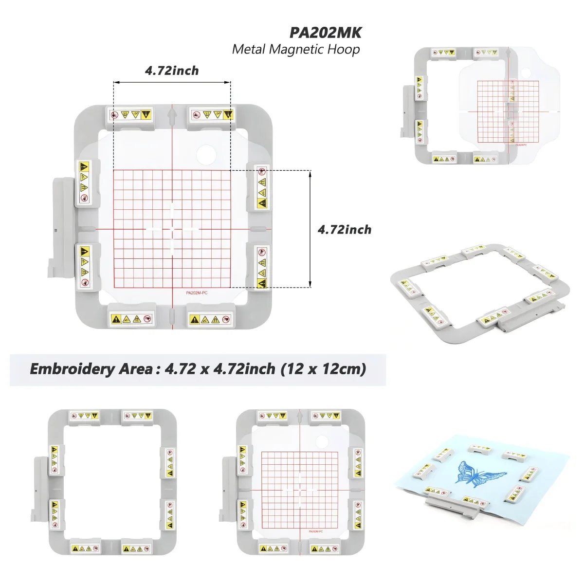 

Металлическое магнитное пяльцо для вышивания MaggieFrame для Pfaff Creative Icon 2 и Husqvarna Viking Designer Epic 2 SE — рамка с сильным захватом