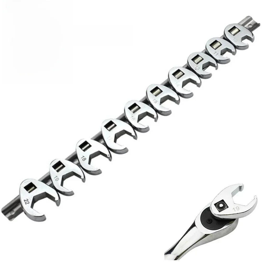 10 sztuk 3/8 Cal napęd Crowfoot klucz 10 do 22mm metryczny stopka klucz płaski do kluczy dynamometrycznych zestaw kluczy — zdjęcie 2