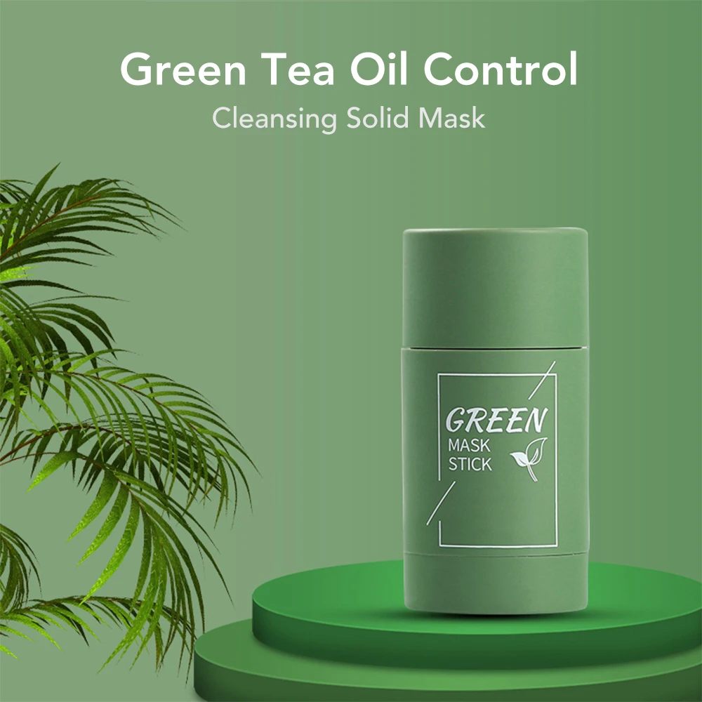 Green Tea Cleansing Solid Mask Eggplant Acne Cleansing Solid Mask Facial Skin Care Deep Moisturizing Hydrating Whitening