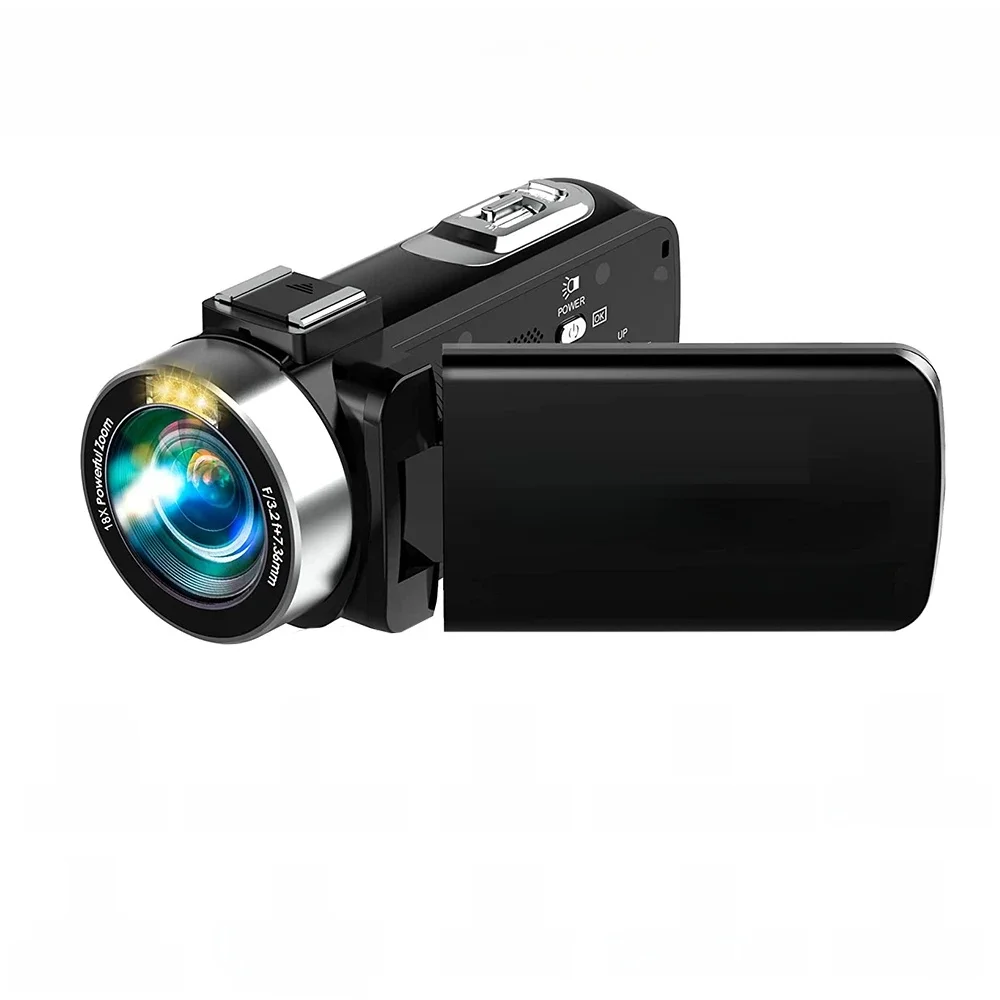 4K draagbare digitale fotografiecamera 2 in1 foto-video-opname DV-reisvideocamera 18X zoom 3 '' draaibaar scherm met flitser - afbeelding 2