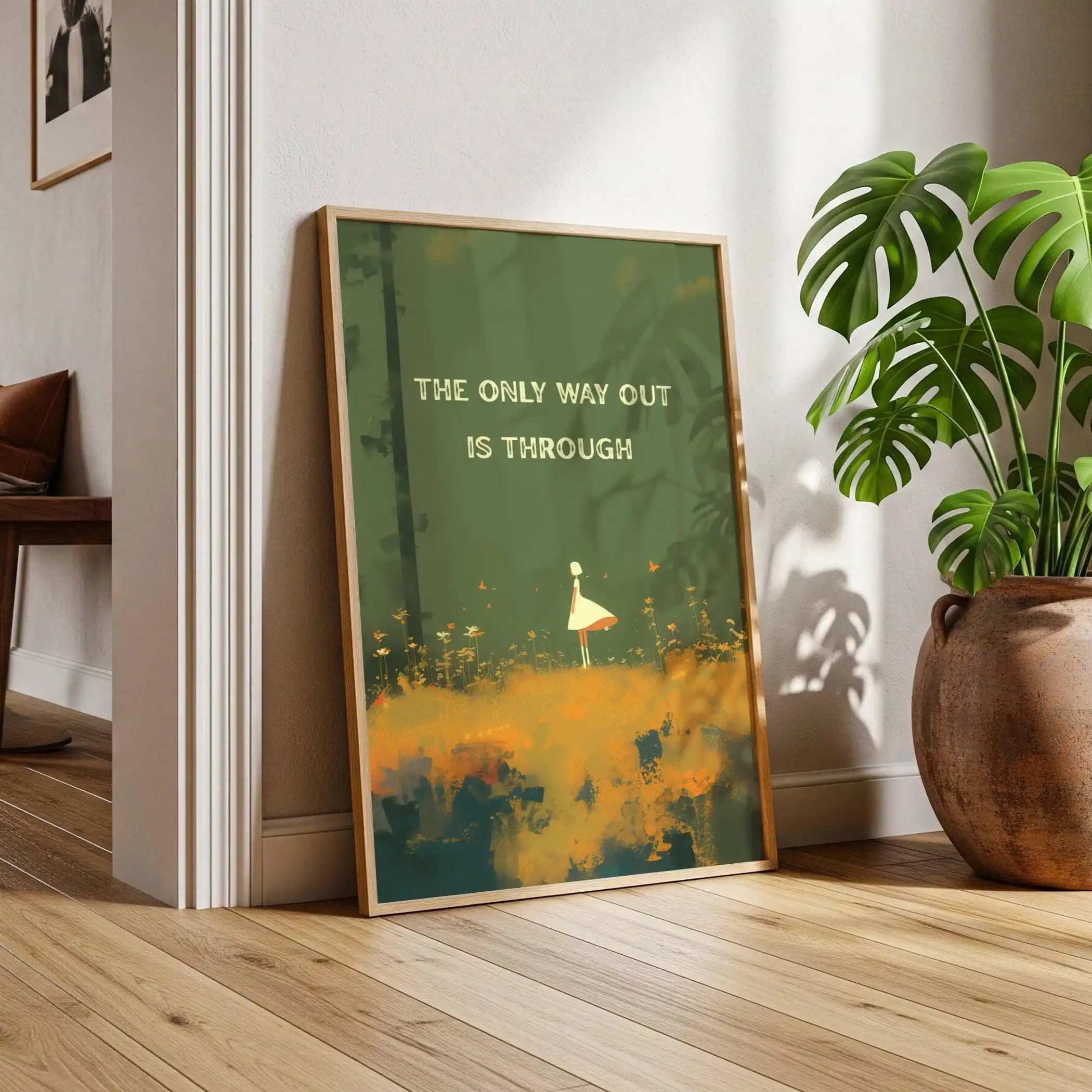 Forest themed decorative painting with inspirational quote 