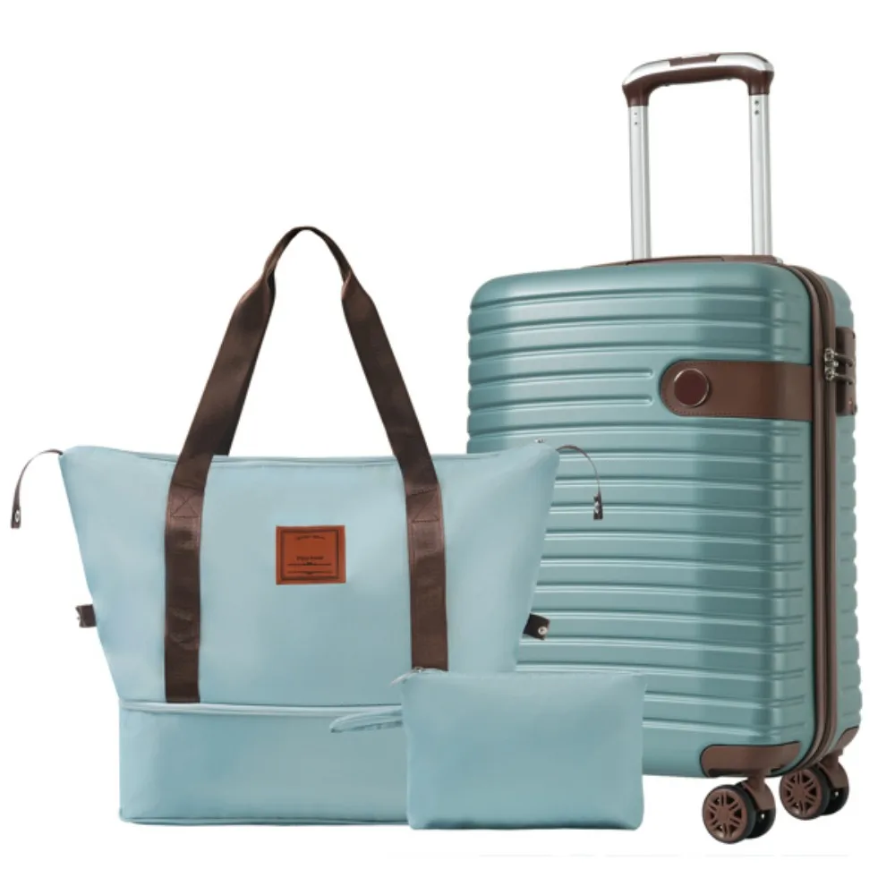 

Luggage Sets 3 Piece Carry on Luggage 22x14x9 Airline Approved Lightweight Hardshell ABS Suitcases with Wheels 20 inch Blue