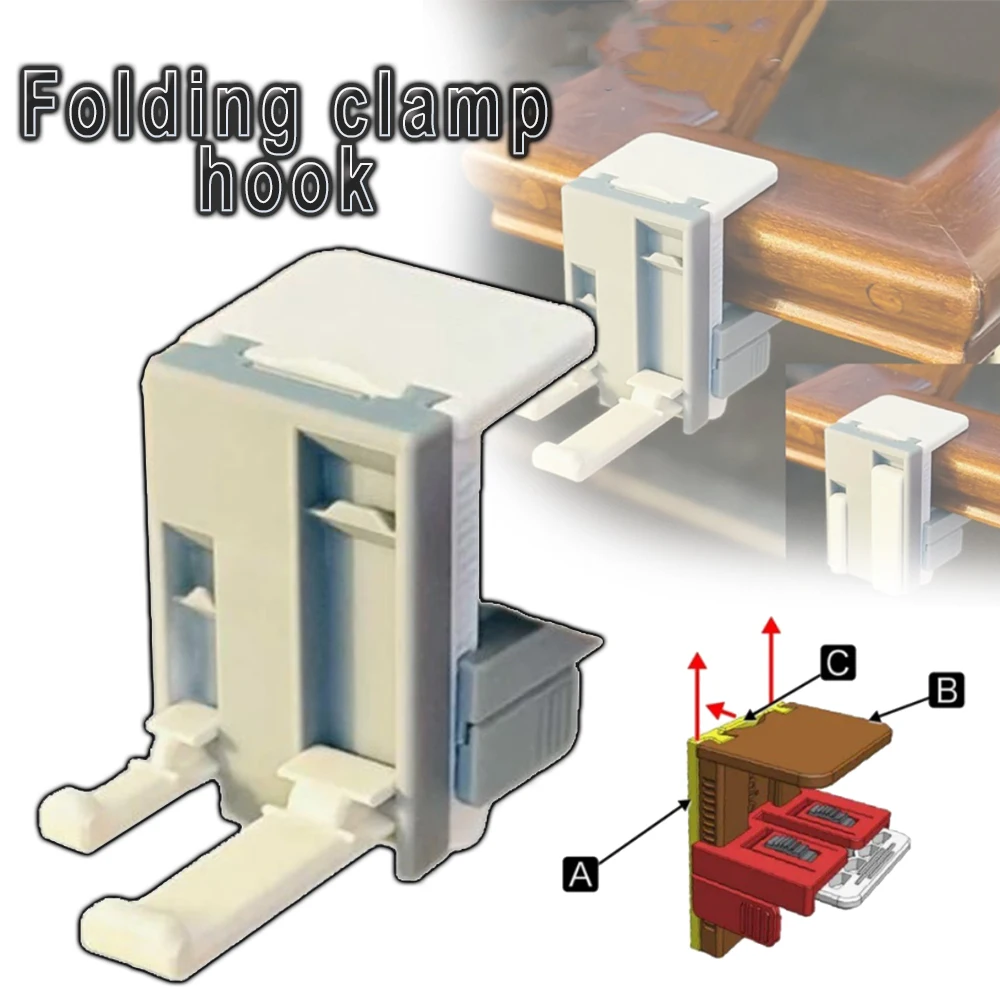 

Folding clamp hook Adjustable 3D Printed Clamp Table Hook Organizer Dual Hook Clamp Storage Solution for Office Computer Desks