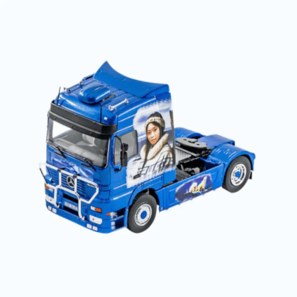 Salvat, Benz Actros Mp1 1998 Camion lourd personnalisé pour le transport de marchandises longue distance, la logistique et la distribution, échelle 1:43, miniature en métal moulé sous pression, collection de tuning de camions, sans fascicule, emballage blister d'origine, base d'identification du modèle