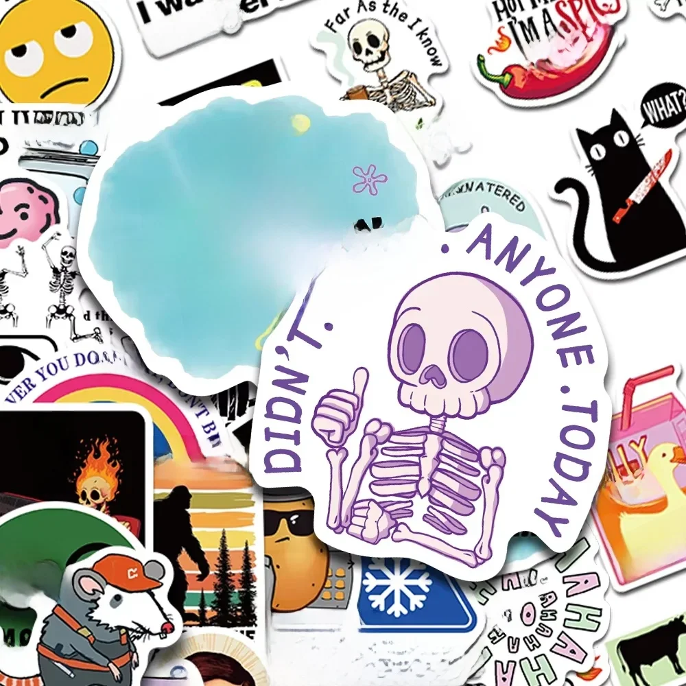 100 stuks cartoon Snarky MEME stickers stickers voor telefoon plakboek skateboard koffer koelkast graffiti esthetische stickers - afbeelding 2