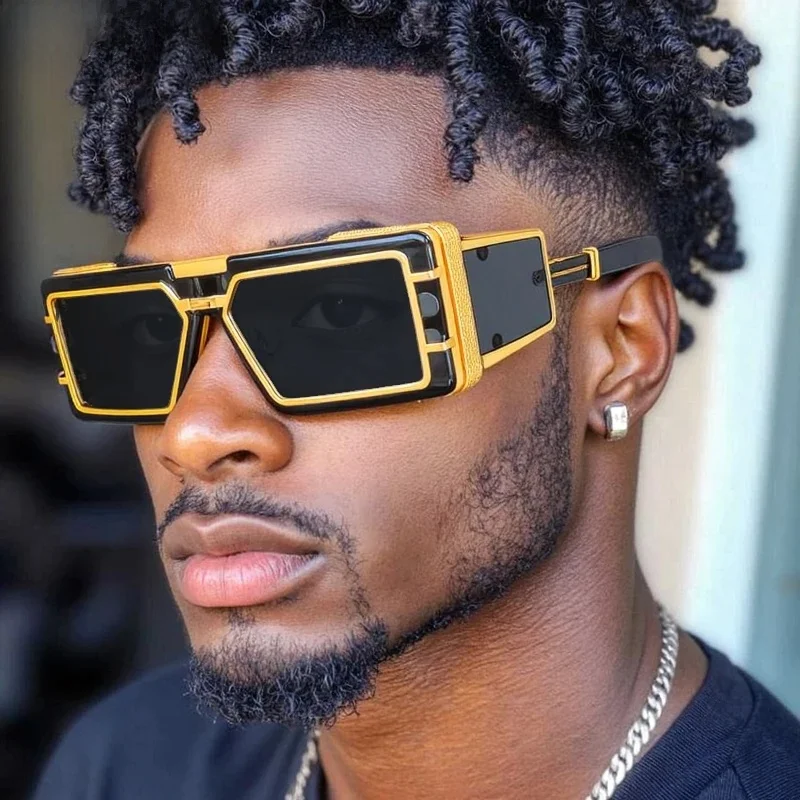 Lunettes de soleil rectangulaires à monture fine, style punk, pour hommes et femmes, marque de luxe 2026, lunettes de soleil vintage monobloc pour femme