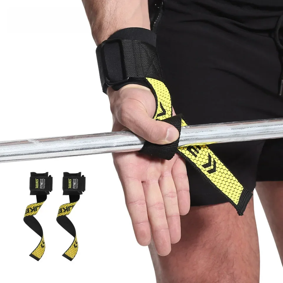 AOLIKES 1 para pasków do podnoszenia ciężarów Fitness kulturystyka trening siłownia CrossFit paski do podnoszenia z antypoślizgowym elastycznym uchwytem żelowym — zdjęcie 2